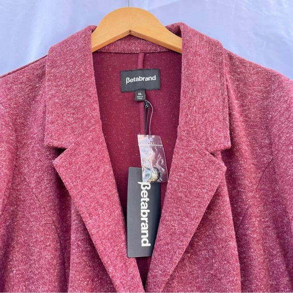 BETABRAND | NWT COZY OFFICE SWEATER BLAZER WOOL IN WINE RED SIZE XL - Picture 2 of 4